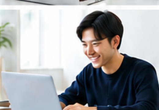 オンラインで英語を学ぶ学生の写真